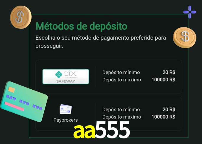 O cassino aa555 oferece uma grande variedade de métodos de pagamento